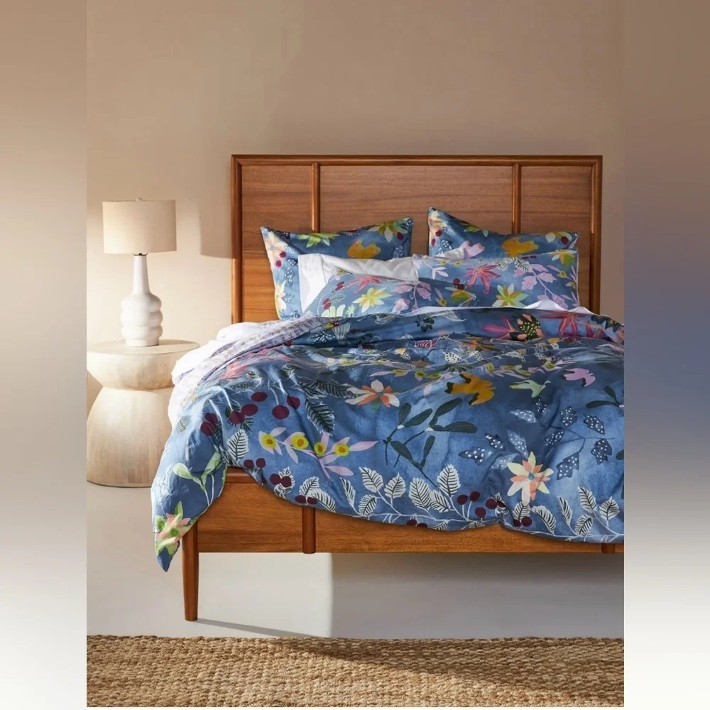 Anthropologie Conifer Organic Sateen Duvet Cover Size Queen NWT